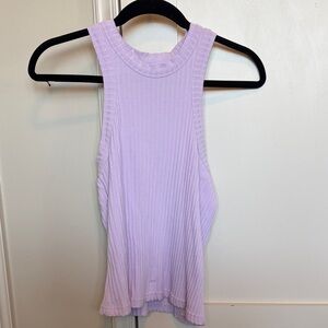 Sleeveless Ribbed Lavender Top